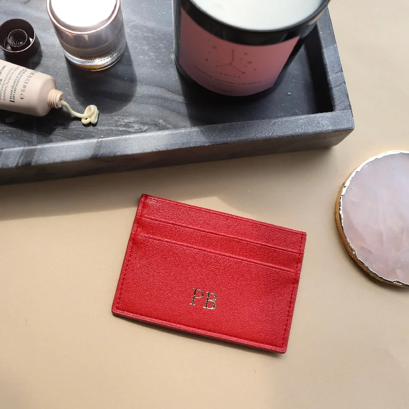 Red Smooth Leather Cardholder