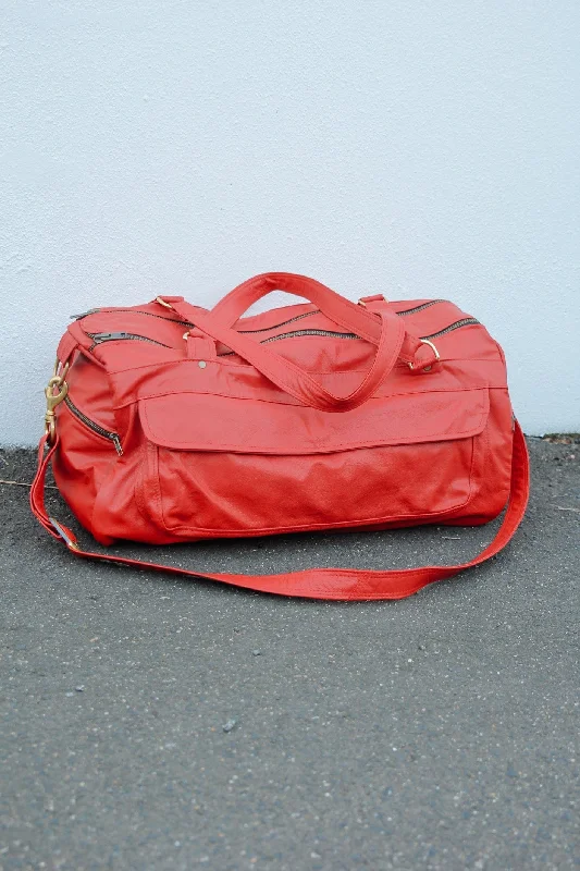 Classic Overnight Travel Bag - Cowhide - Red