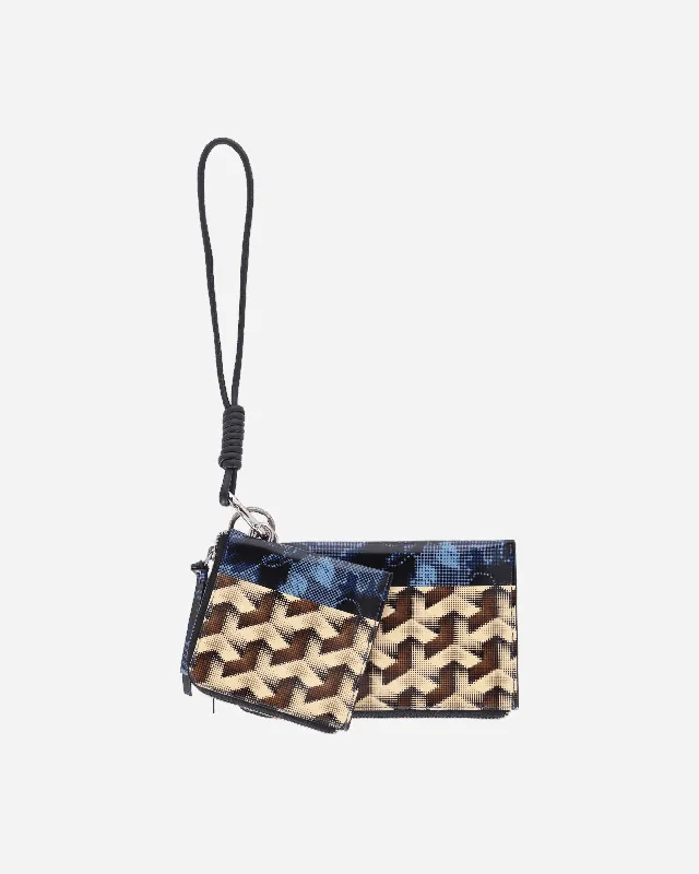 Printed Leather Pouch Blue