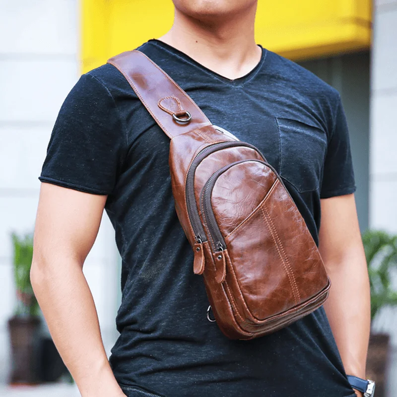 Men's Vintage Genuine Leather Crossbody Bag - Blend of Elegance and Convenience