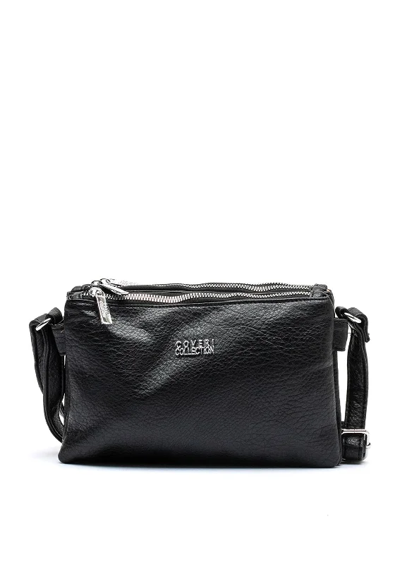 Zen Collection Triple Compartment Crossbody Bag, Black