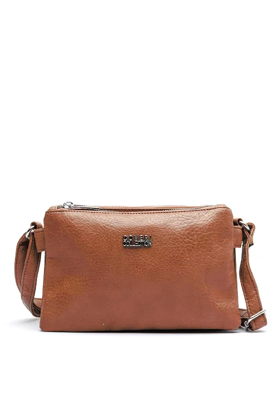 Zen Collection Triple Compartment Crossbody Bag, Brown