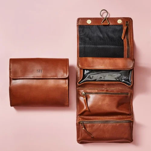 Leather Hanging Wash Bag