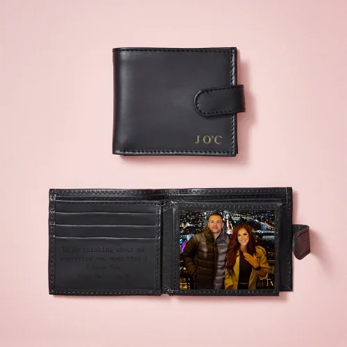 Personalised Leather Tri Fold Wallet with RFID