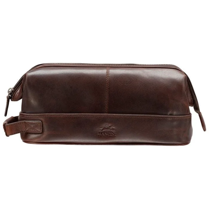 Mancini Leather Classic Toiletry Kit with Organizer