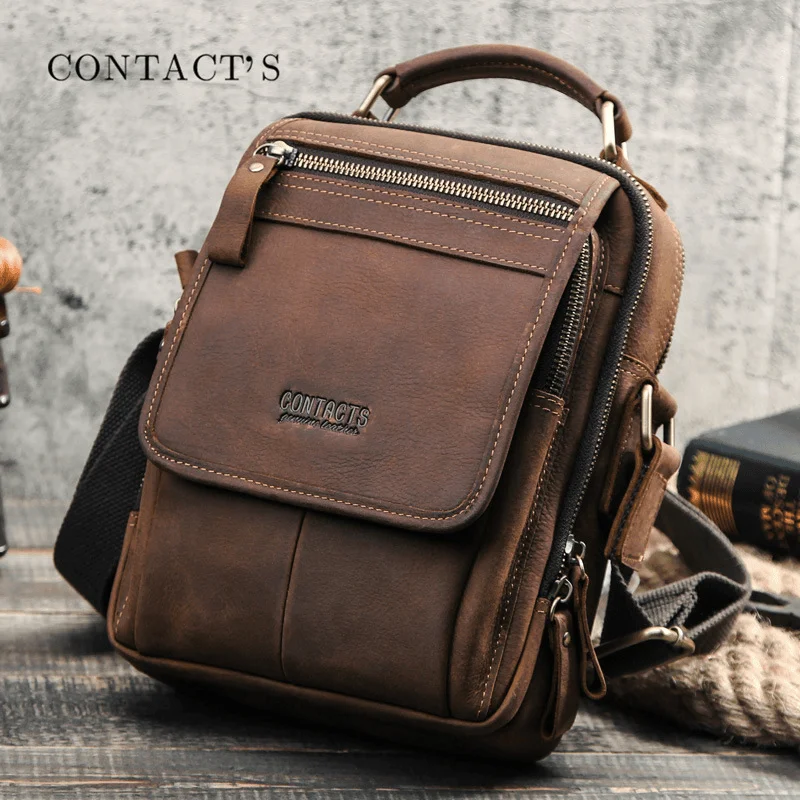 Men Vintage Retro Genuine Leather Shoulder Bag Crossbody Bag