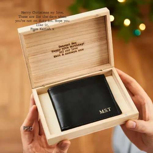 Personalised Coin Wallet In Engraved Wooden Box