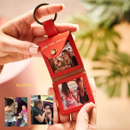 Personalised Leather Key Ring With Photos Unique Gift