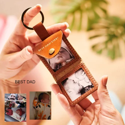 Personalised Leather Key Ring With Photos Unique Gift