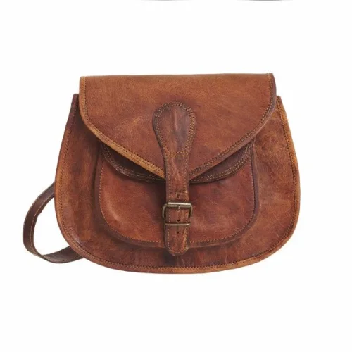 Vintage Leather Saddle Bag - Small